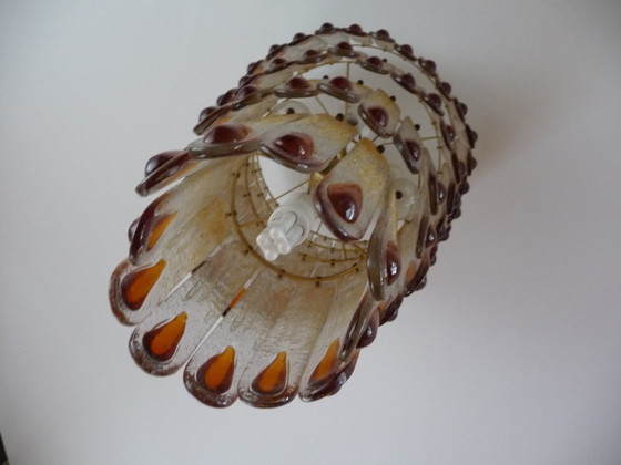 Image 1 of Lampadario in vetro su misura vintage (1980') in vendita