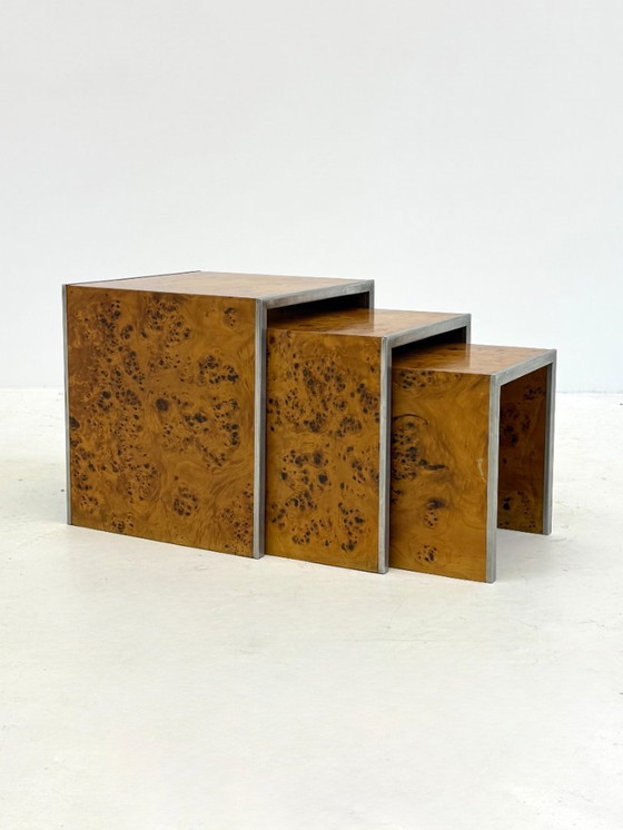 Image 1 of Set of three Tommaso Barbi mid-century modern root wood side tables