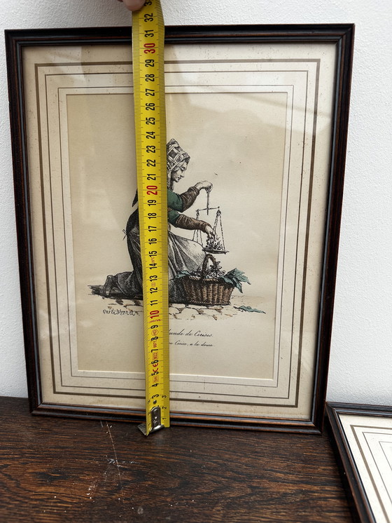 Image 1 of Carle Vernet - 2 incisioni - I mestieri di una volta - sotto cornici di legno