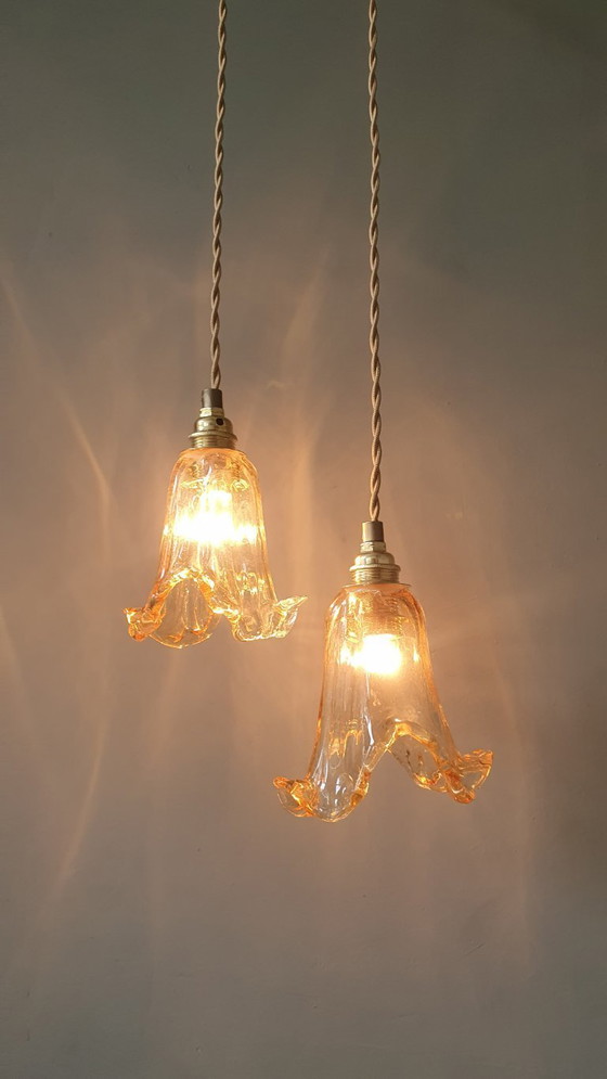 Image 1 of Ensemble de 2 suspensions vintage de Murano - Italie - Milieu du XXe siècle