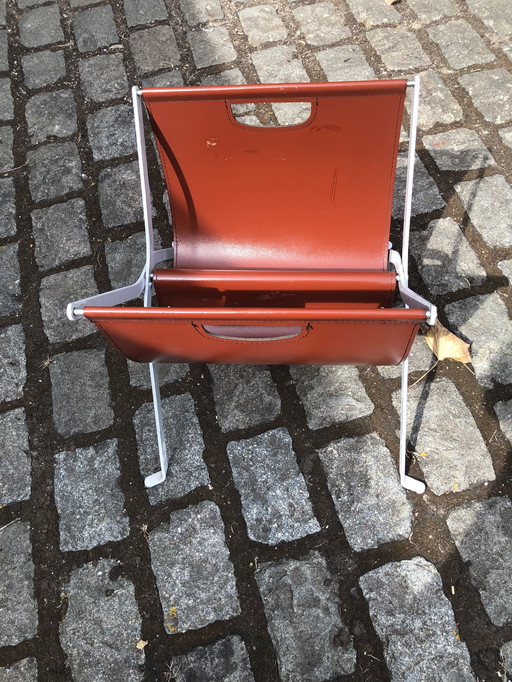 Portariviste pieghevole in pelle vintage - periodo 1970