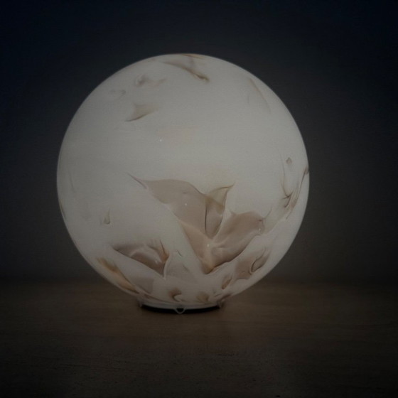 Image 1 of Vintage glass table lamp marble decor , 1970s 