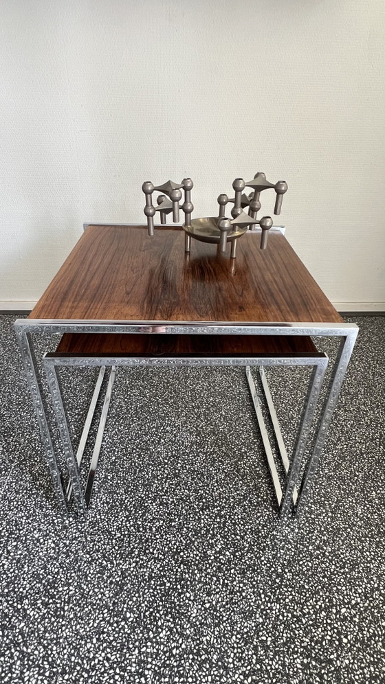 Mid Century Desig Tavolini Palissandro – Wood, Chrome (photo 6 of 8)