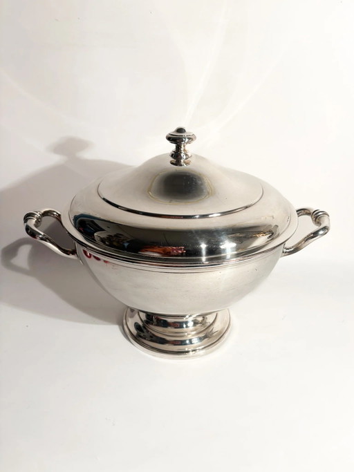 Grande zuppiera inglese del XX secolo placcata in argento, pezzo forte del centrotavola. – tafelaccessoires (photo 2 of 4)