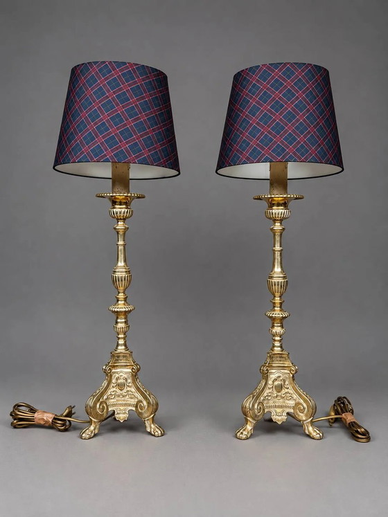 Pair of Renaissance lamps. Gilded bronze., Table lamps (photo 6 of 6)