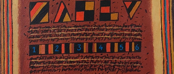 Image 1 of Ferenc Gögös - "Ikrek" - Painting in acrylic on wooden panel