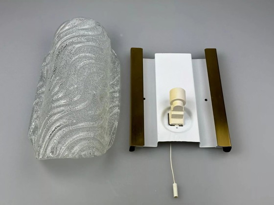 Image 1 of 60s 70s wall lamp Fischer Leuchten Germany Wall Sconce Ice Glass Design
