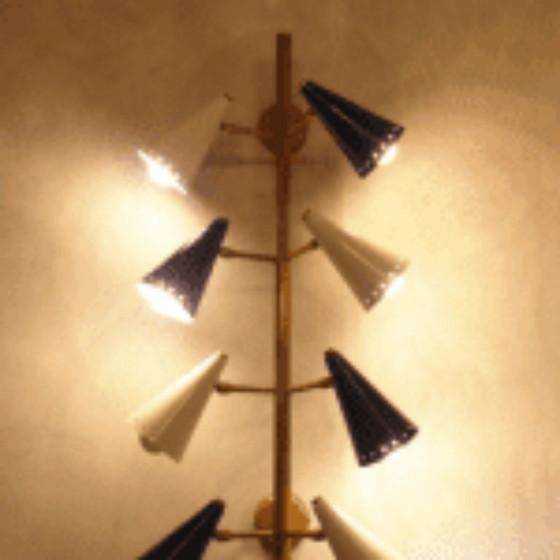 Stilnovo Wandleuchte, Wandleuchten, Metall, Messing, Schwarz, Mid Century Modern (Foto 6 von 7)