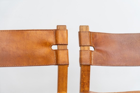 Image 1 of Oak & leather dining chairs (Denmark, 1960s).
