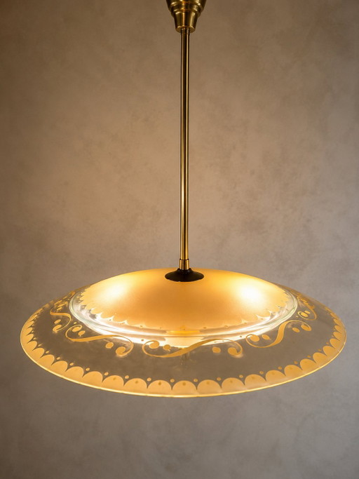 Vintage hanglamp toegeschreven aan Pietro Chiesa voor Fontana Arte - Italië