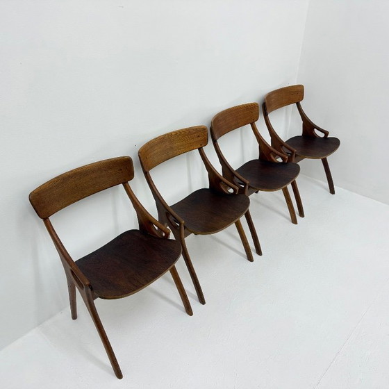 Set of four wooden Dining chairs, Brown, Vintage (photo 3 of 13)