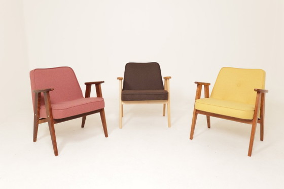 Image 1 of Lounge Chair Retro Style Cacao Wool Upholstery Natural beech wood