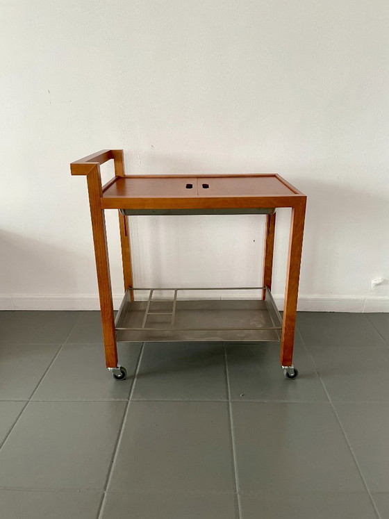 Image 1 of Chariot de bar vintage au design scandinave avec glacière intégrée en métal
