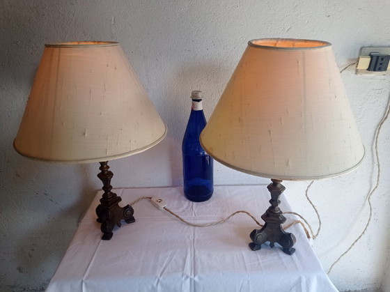 Lamps - Bronze - Transformed Candelabras – Table lamps, Textile (photo 34 of 38)