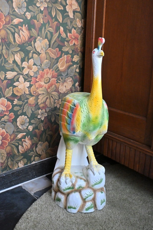 Mooie Decoratieve Handgesneden Beeld Houten Pauw