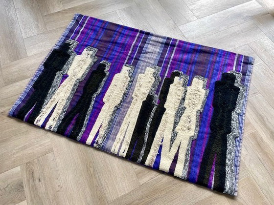 Image 1 of Vintage Tapestry With Tufted Figures | 144 x 77 cm | Wool On Textile