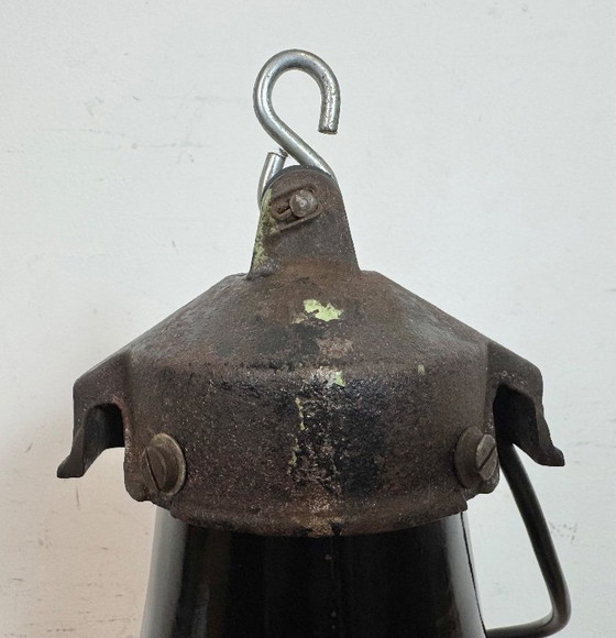 Image 1 of Lampada a sospensione Bauhaus in smalto nero industriale, anni '30