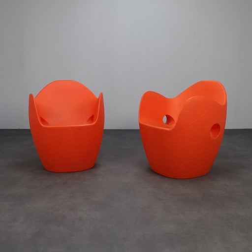 Set of 2 Armchairs “O-Nest” by Tord Boontje for Moroso, 2006 Orange