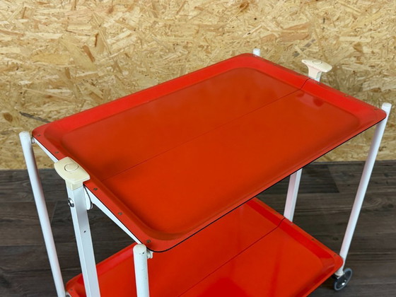 Image 1 of 60er 70er Jahre Servierwagen Dinett Beistelltisch Orange Space Age Design