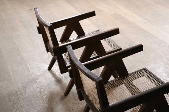 Image 1 of Pierre Jeanneret Loungesessel PJ-SI-29-A aus Teakholz und Rohrgeflecht, 1950er Jahre