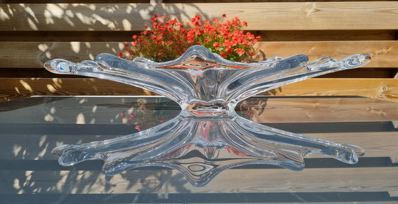 Image 1 of Art Vannes designer Pierre d'Avesn vintage signed French crystal bowl, 1960s