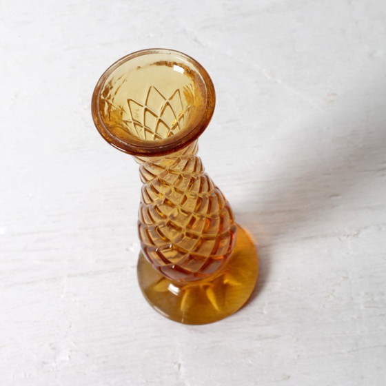 Image 1 of Small Vintage Amber Glass Vase / Mid-century Stylish Vase / Czechoslovakia / 1970s