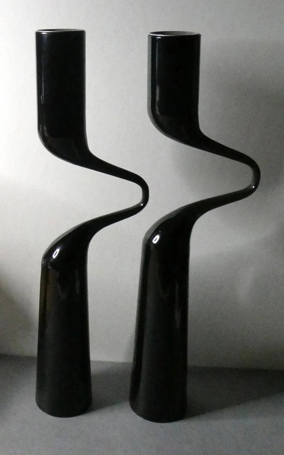 Image 1 of Dubbele kaarsenhouder van roestvrij staal, zwart gelakt, menu, Denemarken, ontwerp Mikaela Dörfel