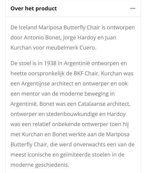 Fauteuil papillon Mariposa d'Islande