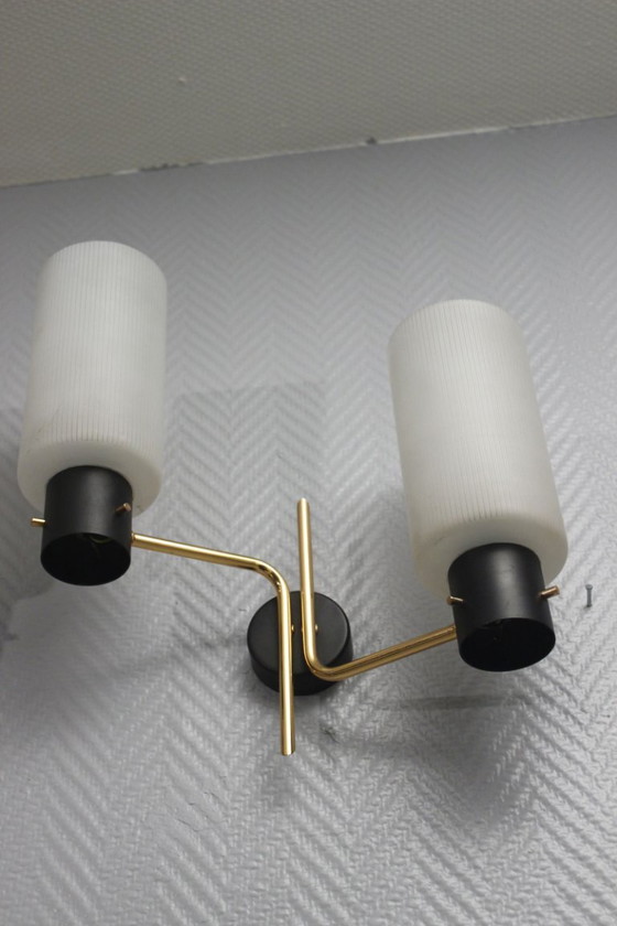 Image 1 of Pareja de apliques de pared de los años 50, diseño Arlus Lunel Guariche Stilnovo