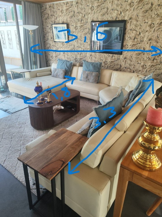 Image 1 of Lederen hoeksalon - 10-zit met ligbed