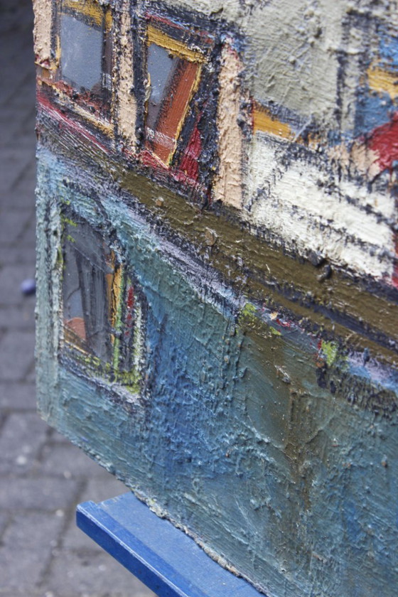 Image 1 of Jean Besnard (1922-2007) Huile Sur Panneau Abstraction Architecturale 1972