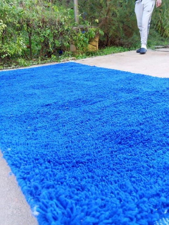 Image 1 of Handmade Moroccan blue rug 100cm x 200cm