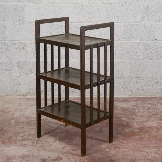 Dark Stained Open-Shelf Etagere, Liberty Style – Shelving unit, Wood, Rustic (photo 9 of 13)