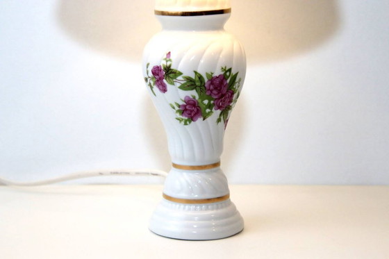 Image 1 of Porcelain table lamp, hand-painted, 1980s vintage