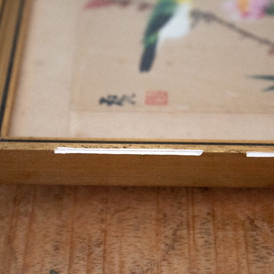 Acquerello cinese vintage su seta: uccelli e fiori – Decorazioni murali, Wood (photo 6 of 8)