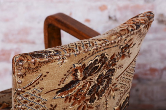 Set van twee originele art-deco fauteuils, van Jules Leleu, Beech, Frankrijk, jaren 1930. – Velvet, Wood (photo 9 of 9)
