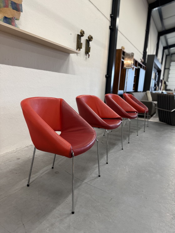 Image 1 of 4 Leolux Mobius Dining Room Chairs Red Leather