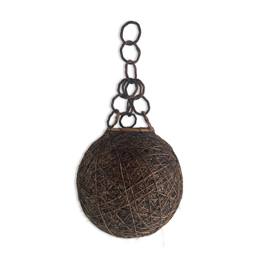 Lámpara colgante de bola de mimbre