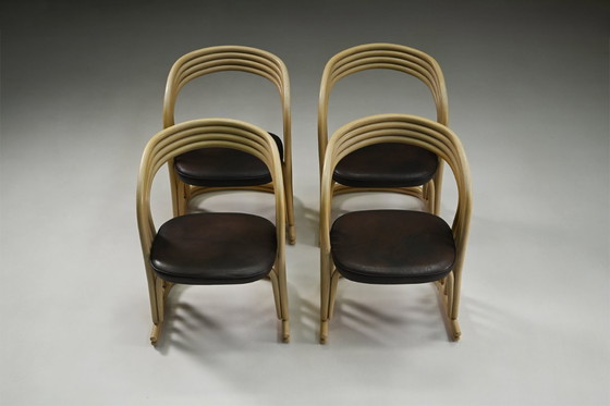 Image 1 of Set of 4 rattan dining chairs, 1980s Italy.