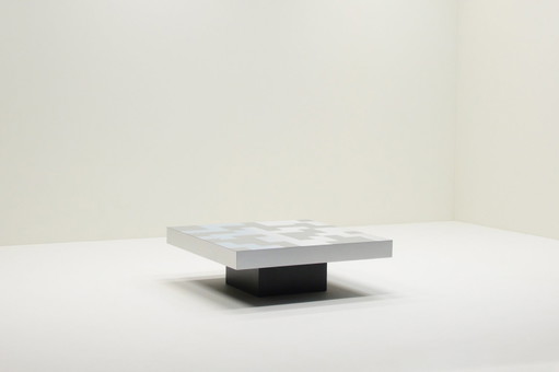 Patchwork Brushed Aluminum Coffee Table, 1970S Europe. 