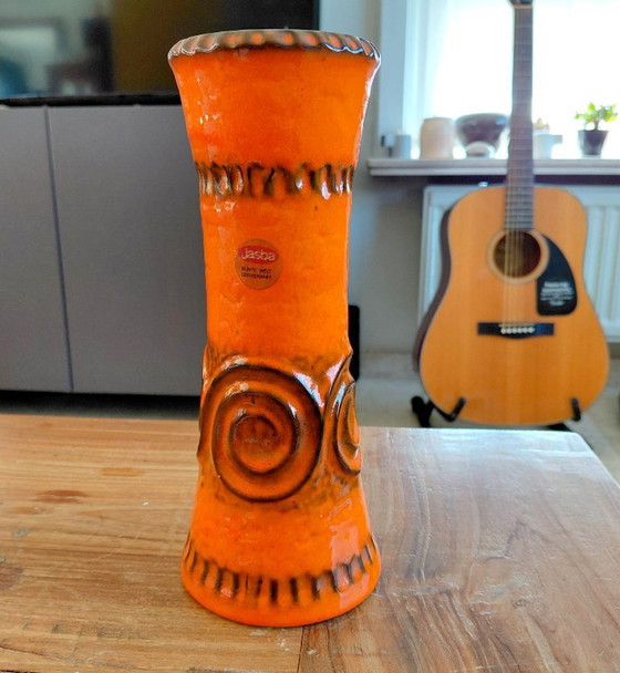 Vintage Jasba Keramik Vase, With Spiral Relief WGP 1970s – Ceramic (photo 13 of 13)