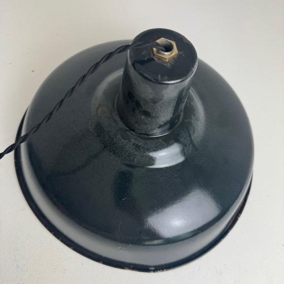 Image 1 of Antique enameled industrial workshop pendant light, 35.5 cm