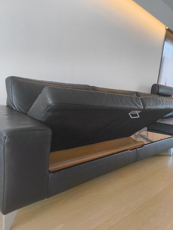 Image 1 of Zwart lederen salon van Ewald Schillig