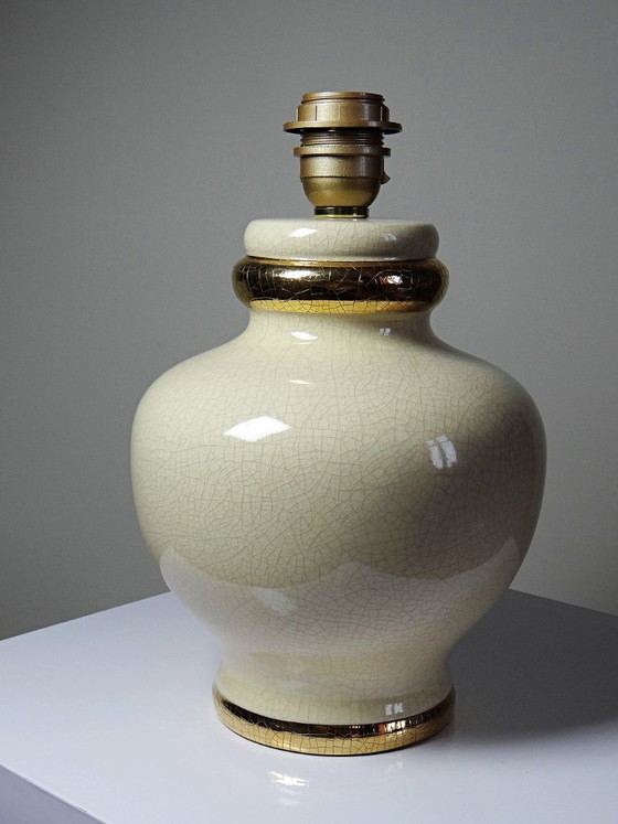 Image 1 of Vintage Panama "Dynasty" crackle-glazed earthenware lamp, Le Dauphin, 1980s-90s