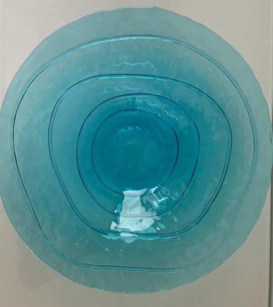 Image 1 of Mouth-blown glass bowl light blue 35 cm