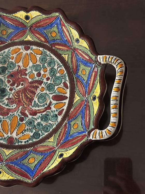 Image 1 of Plat décor peint et ciselé en faïence de Devres