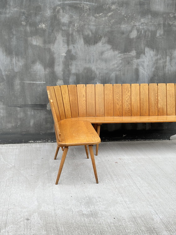 Image 1 of Divano angolare brutalista in rovere – design europeo anni '60/'70