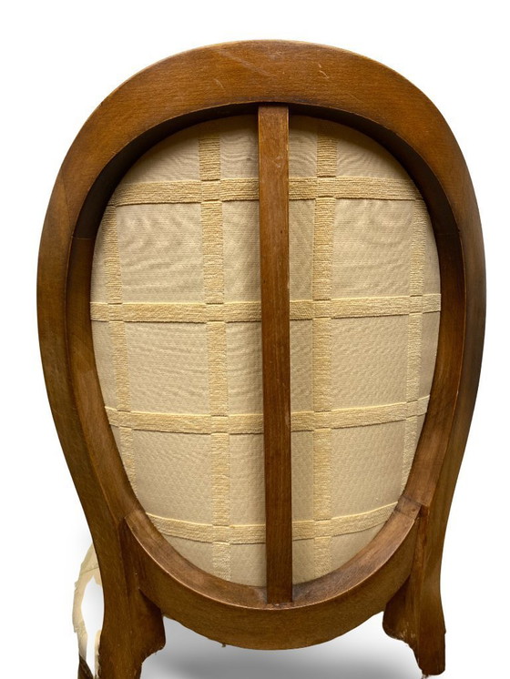 Image 1 of 2x Louis XVI medallion chairs - XIXth century - Cream/honey color