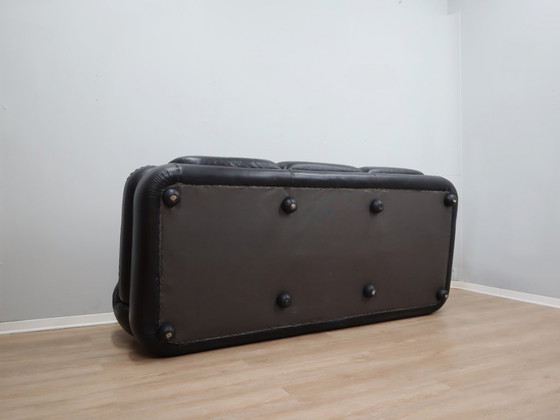 Image 1 of Canapé Sapporo 3 places en cuir noir de Mobil Girgi, années 1970