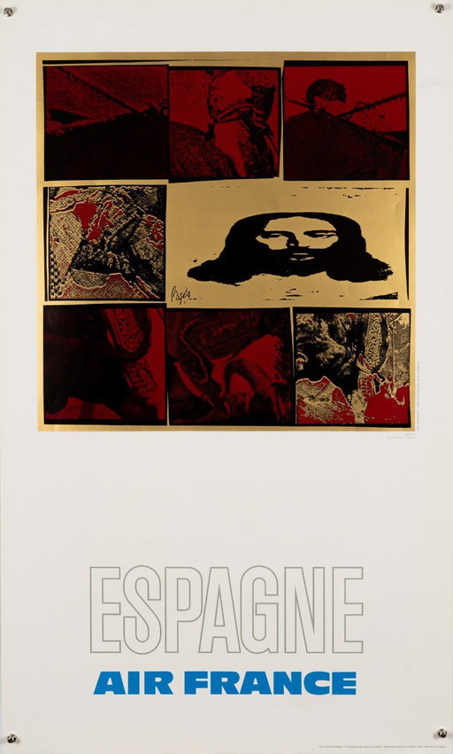 Air France Espagne – 1971 Affiche de voyage vintage originale de Raymond Pagès – Style moderne du milieu du XXe siècle – 100